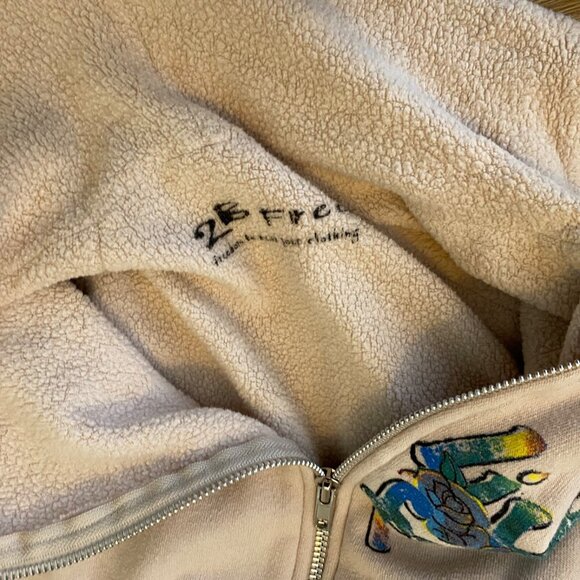 2B Free Zip Up Hoodie Juniors Butterfly Graphic Tan Size XS 90's Y2K - Picture 10 of 13
